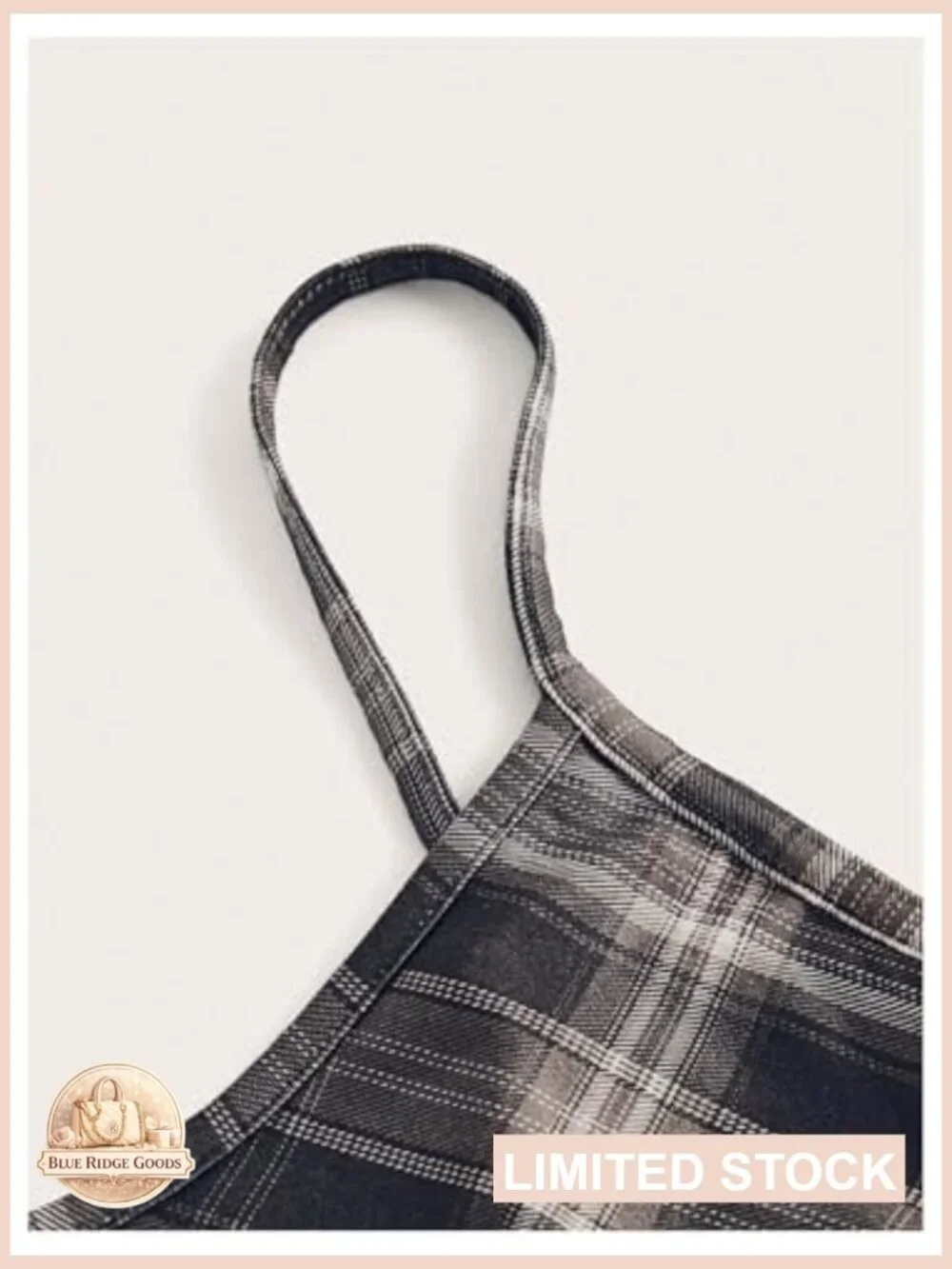Plaid Spaghetti Strap Cami Dress Sleeveless Flared Hem Mini Y2K A-Line - Picture 3 of 5